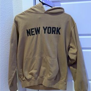 Tan Hoodie with New York Print